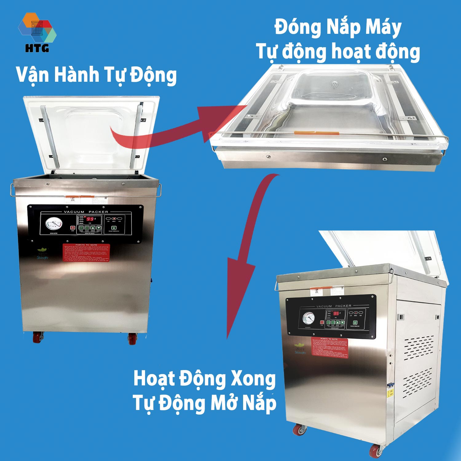 Máy hút chân không Shineye P420-2D ứng dụng thương mại,hút nhiều túi 1 lần, buồng hút lớn và sâu, đường hàn lớn đôi, Inox Bền Bỉ, công suất lớn, Độ Chân Không Kiệt Quệ -1Mpa, Hàng Chính Hãng