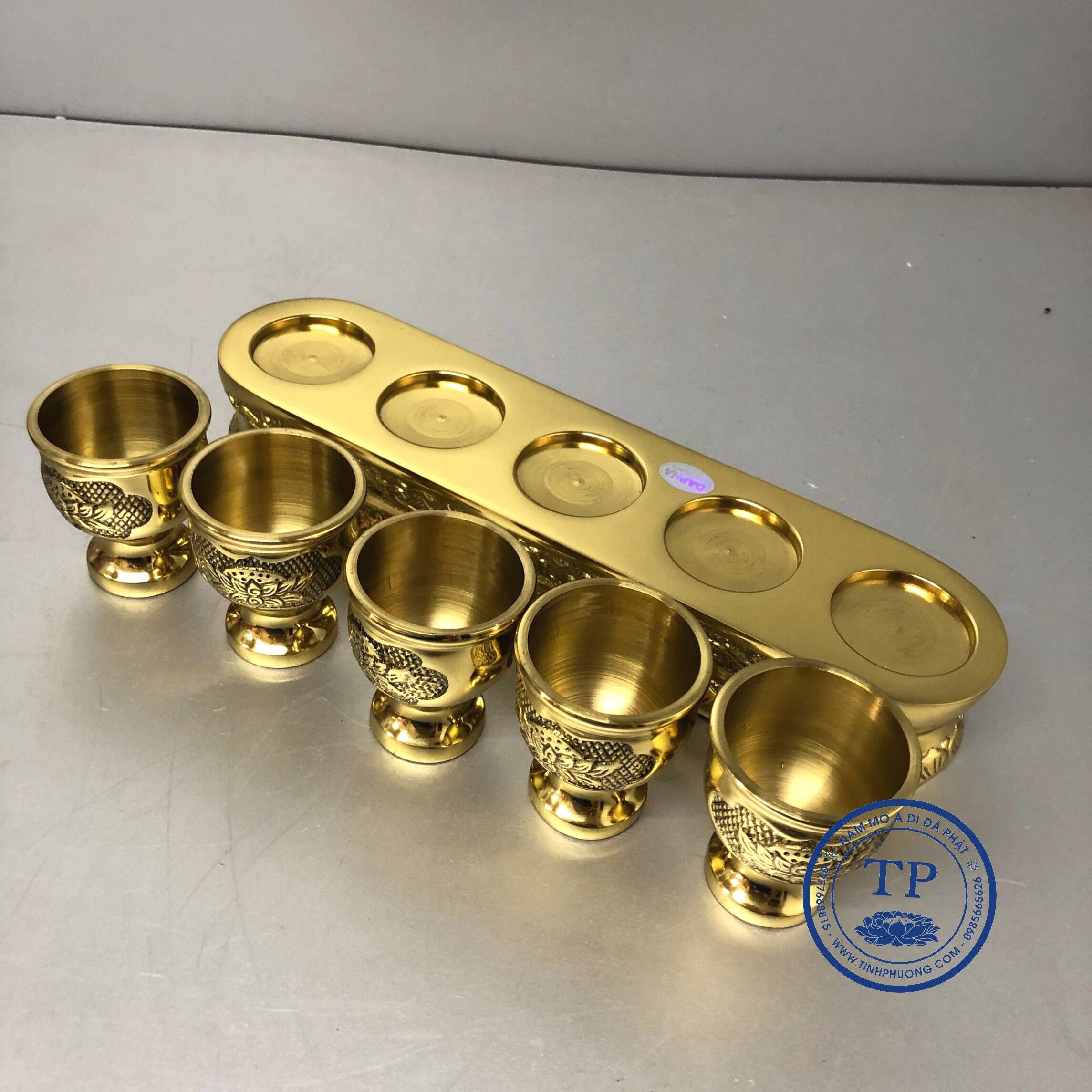 Bộ cúng nước bằng đồng vàng 5 ly KH18512