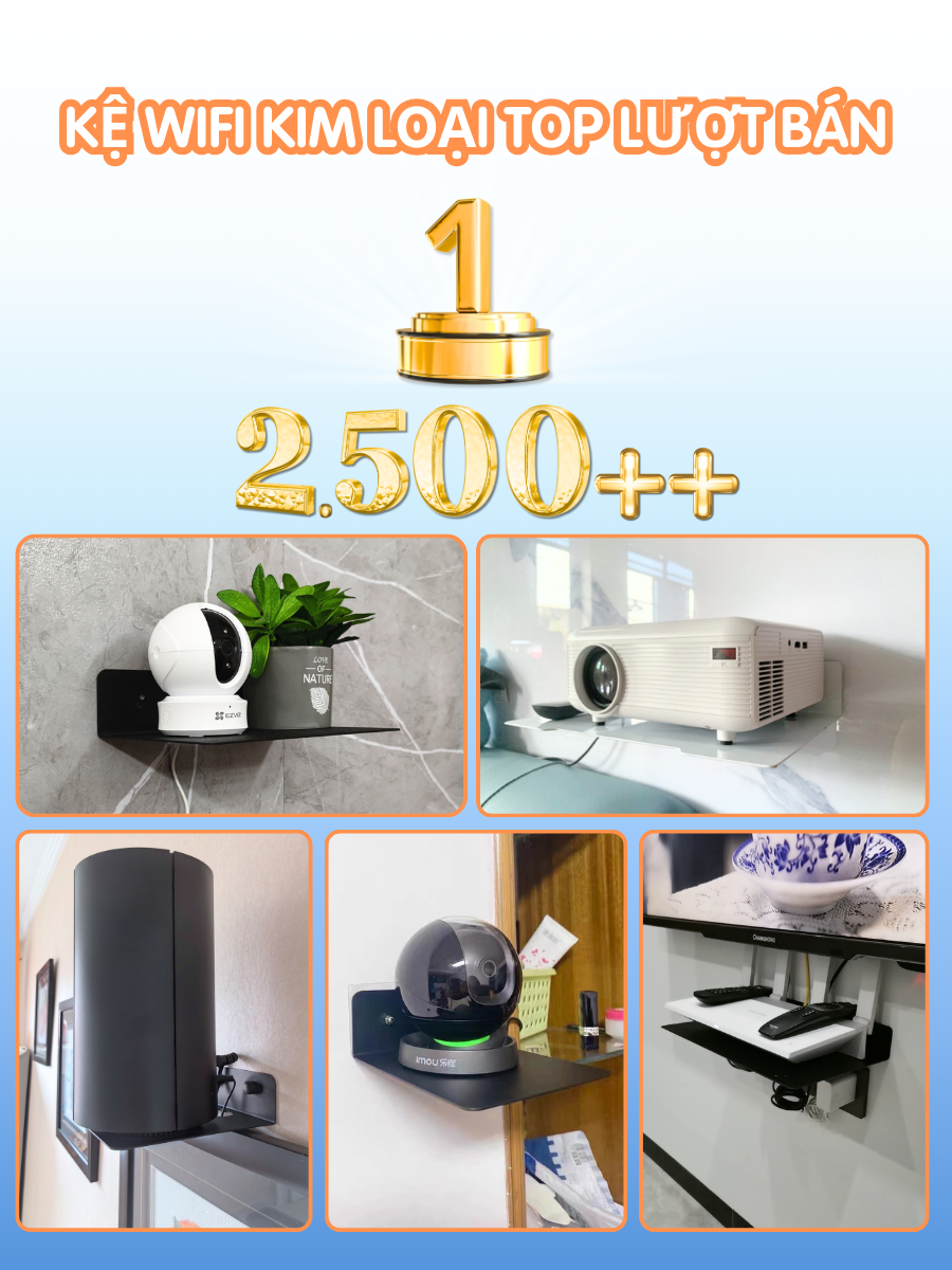 Kệ treo kim loại Dola Home để máy chiếu, camera, bộ phát WiFi, loa, bàn phím không cần khoan đục có lỗ đi dây điện