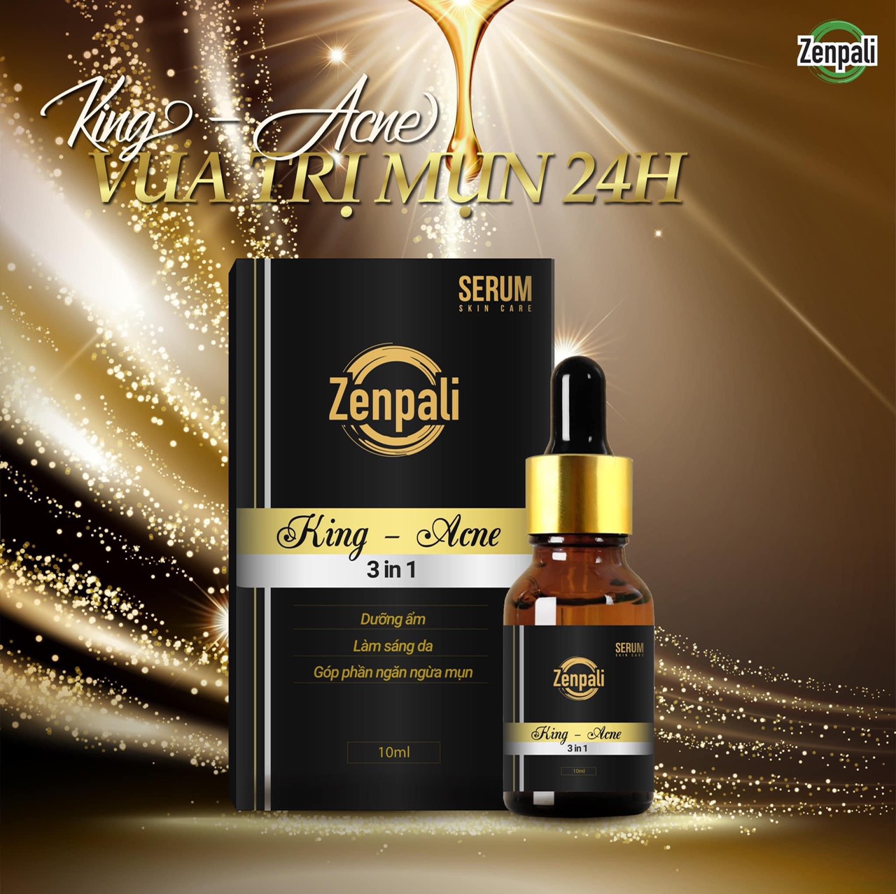 Combo Serum Làm Giảm Và Ngăn Ngừa mụn, thâm Zenpali 10ml giúp ngừa mụn thâm dưỡng ẩm trắng da