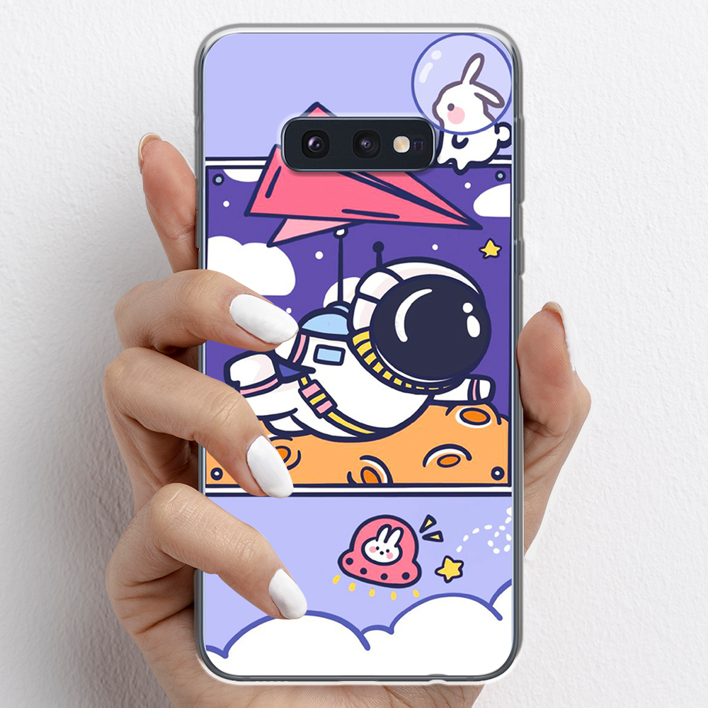 Ốp lưng cho Samsung Galaxy S10E nhựa TPU mẫu Phi hành gia tím