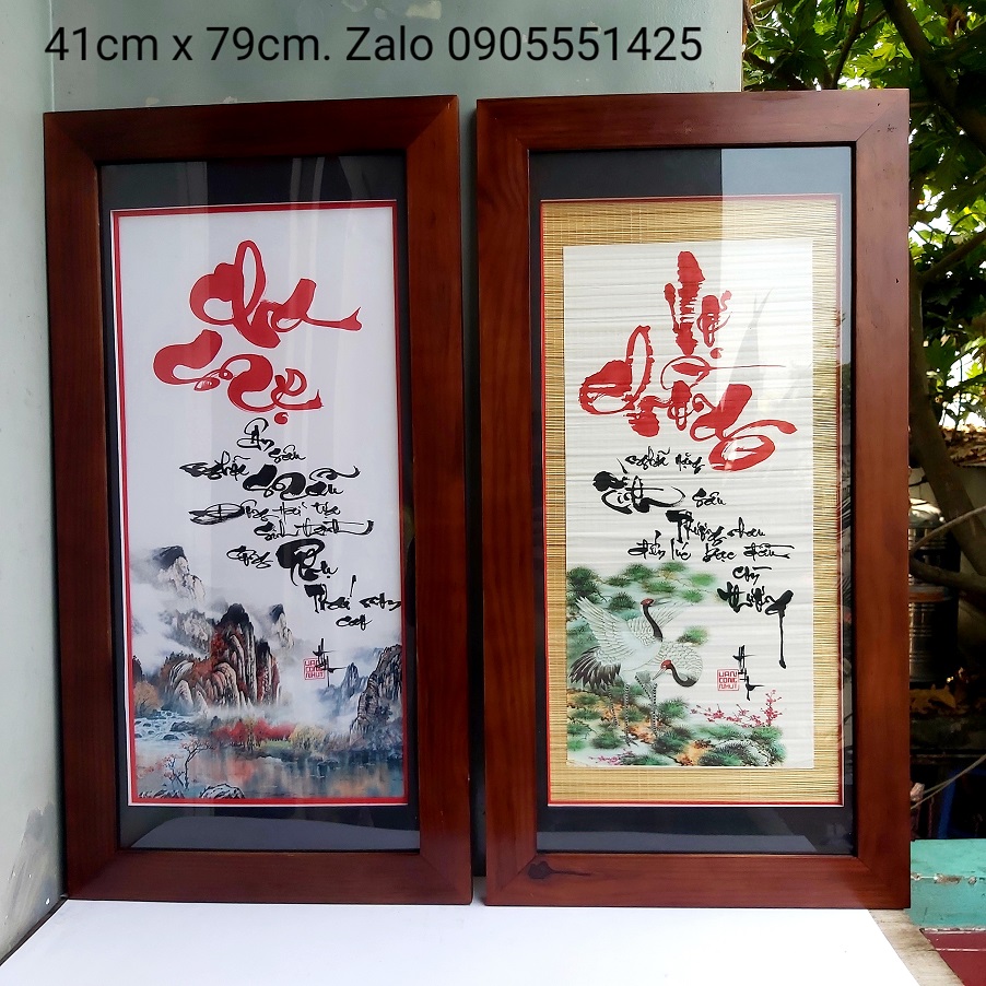 Cặp Tranh thư pháp cha mẹ và vợ chồng. Quà tặng ông bà, cha mẹ, tân gia , khai trương. Quà tết