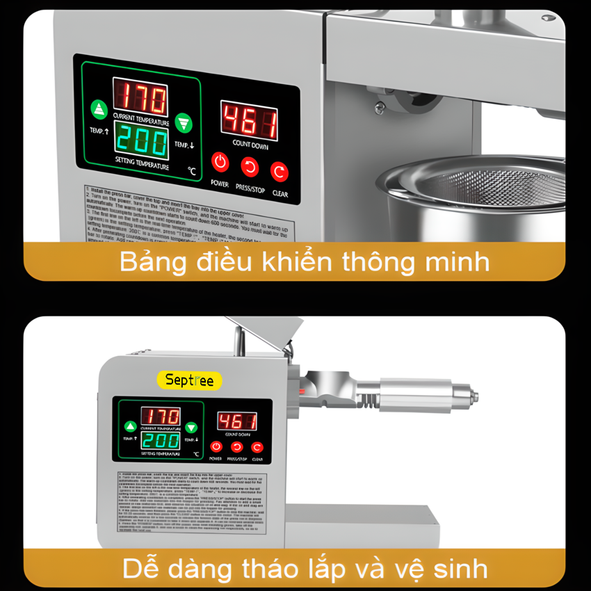 Máy ép dầu thực vật Septree X8S dùng trong gia đình Thương hiệu Mỹ, Ép 4-6kg/1 giờ - Hàng Nhập Khẩu, Bảo Hành 1 Năm