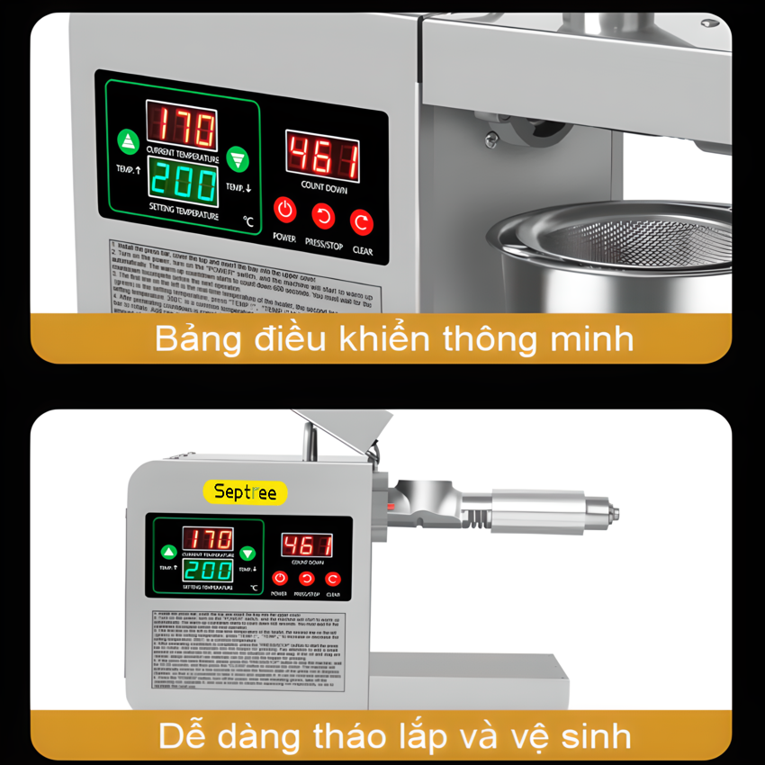 Máy ép dầu thực vật Septree X8S chuyên dụng, dùng trong gia đình Thương hiệu Mỹ cao cấp, Ép 4-6kg/1 giờ, Công suất 600-820W - Hàng Nhập Khẩu, Bảo Hành 1 Năm