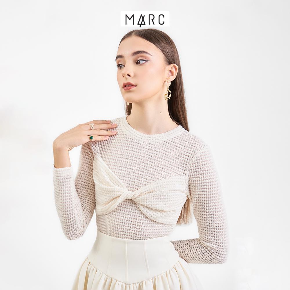 Áo kiểu tay dài nữ MARC FASHION form ôm phối xoắn ngực FASH111122