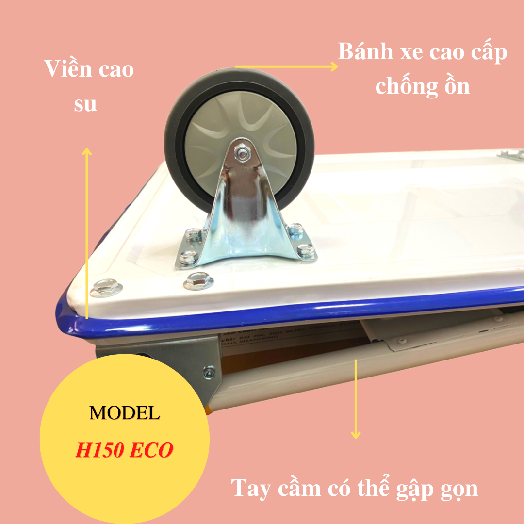 Xe đẩy hàng HLVINA H300 bánh xe cao cấp êm ít ồn nhẹ nhàng khi sử dụng trong chung cư