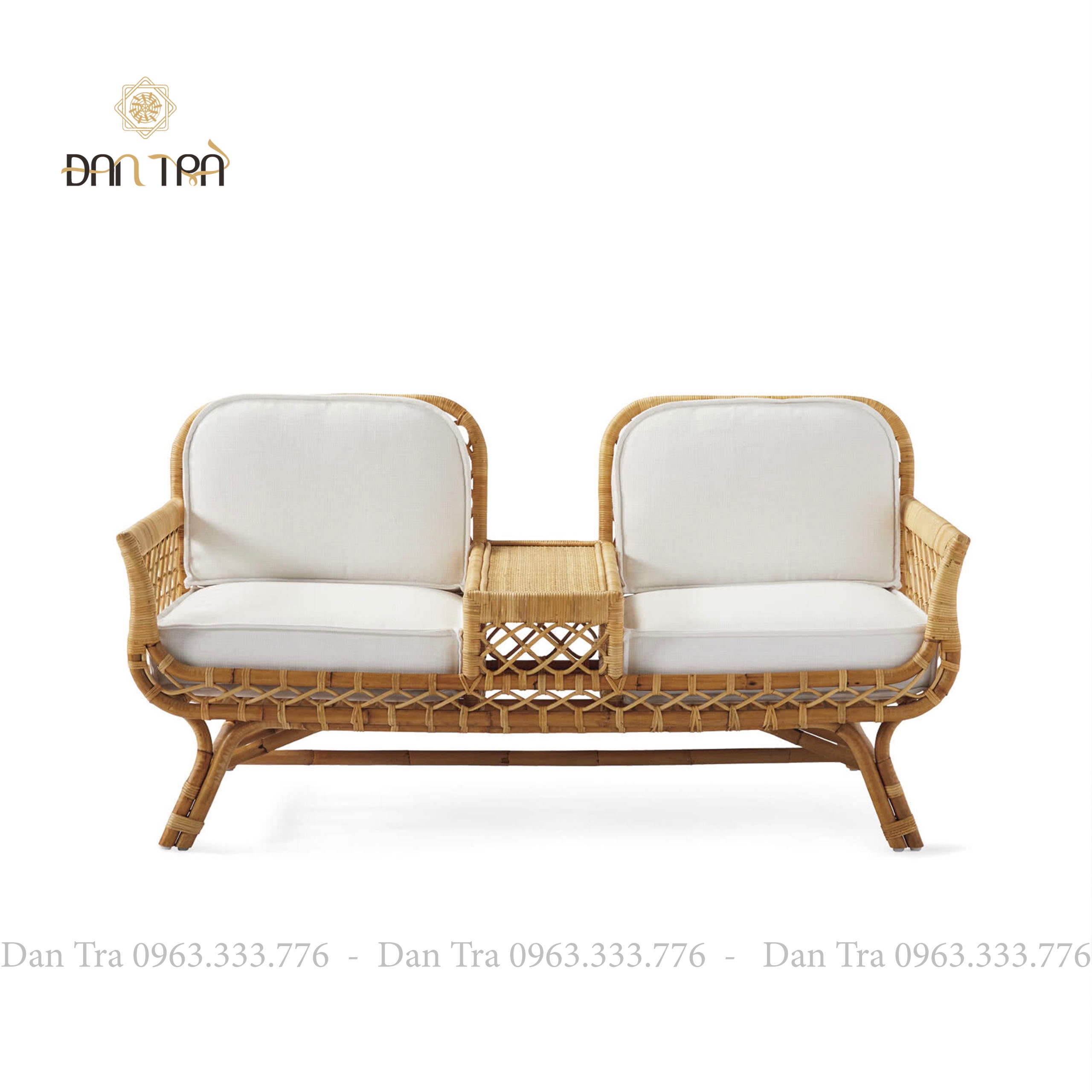 Ghế Sofa Mây Vintage 3 In1, Ghế Băng Mây Đôi 2 Người, Ghế Salon Mây Thư Giãn, Bàn Ghế Mây Tre ĐAN TRÀ