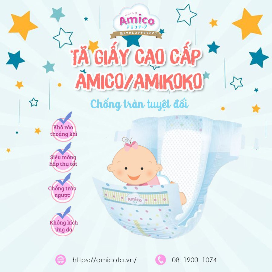 Bỉm - Tã dán Amikoko (PREMIUM) size NB 62