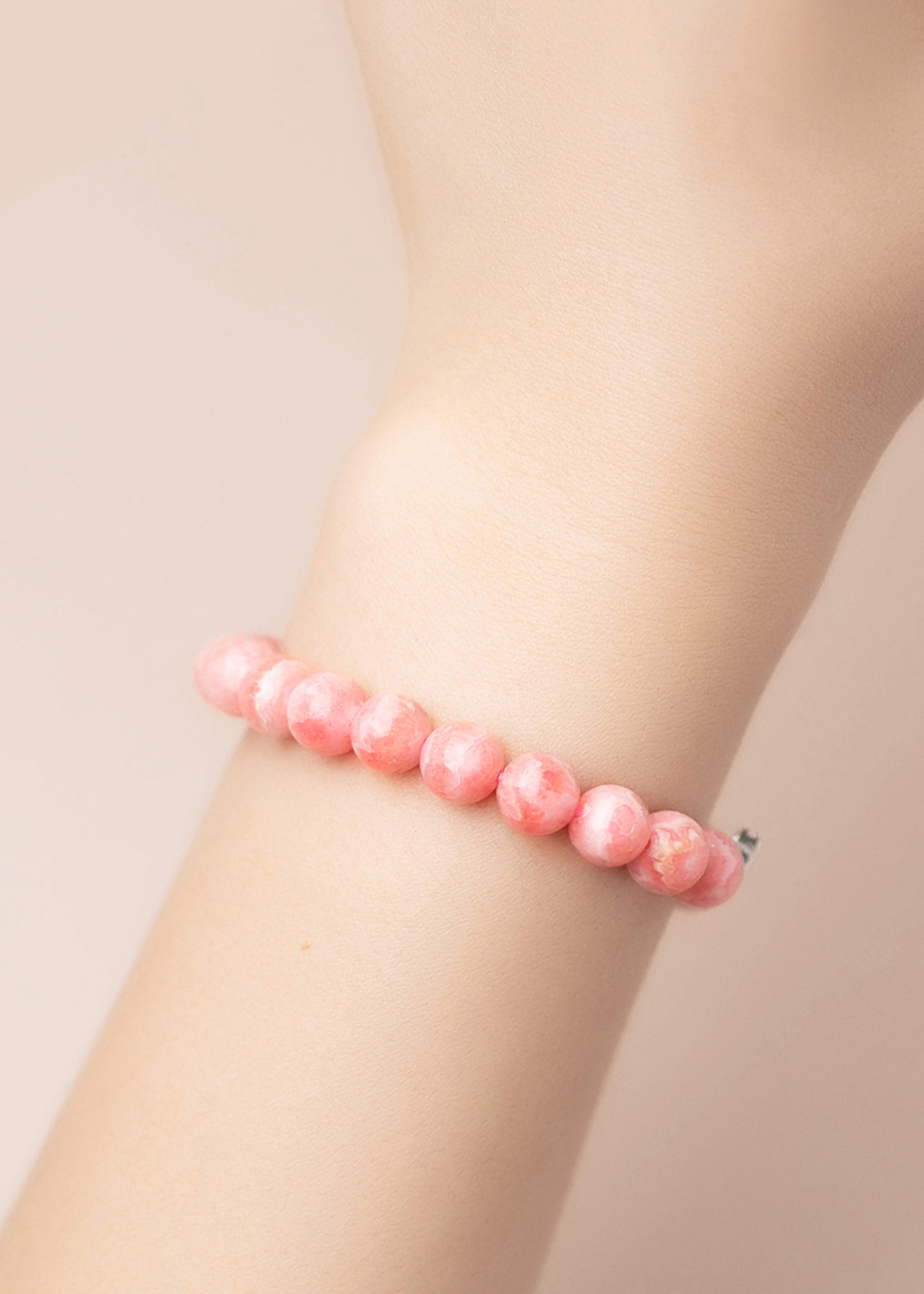 Vòng tay đá Rhodochrosite phối charm hoa mệnh hỏa, thổ - Ngọc Quý Gemstones