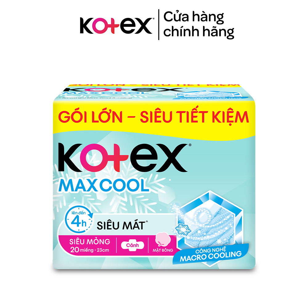 Băng vệ sinh Kotex Max Cool siêu mỏng cánh 20 miếng