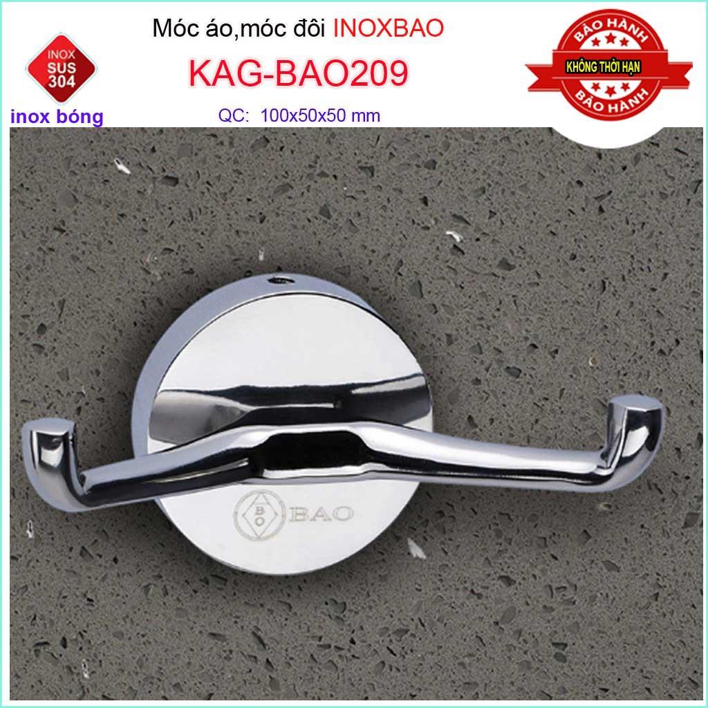 Móc đôi Inox Bảo KAG-BAO209, móc 2 treo đồ nhà tắm SUS304 đế tròn thiết kế tuyệt đẹp sang trọng tinh tế đến từng chi tiế