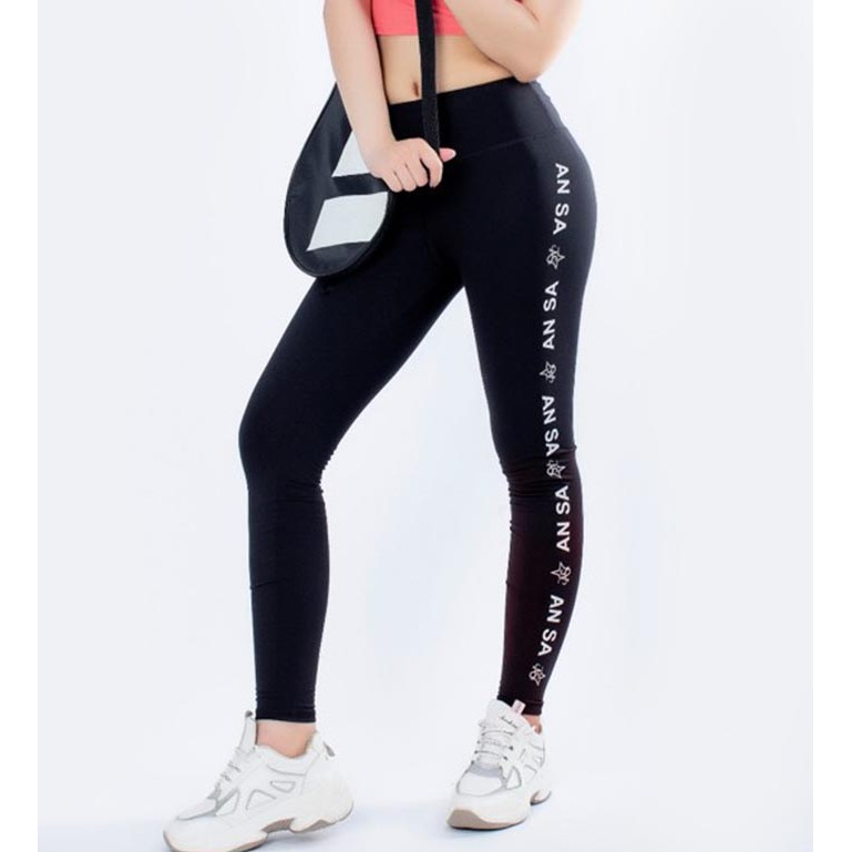 Quần legging dài thể thao nữ in chữ dọc - QD01000