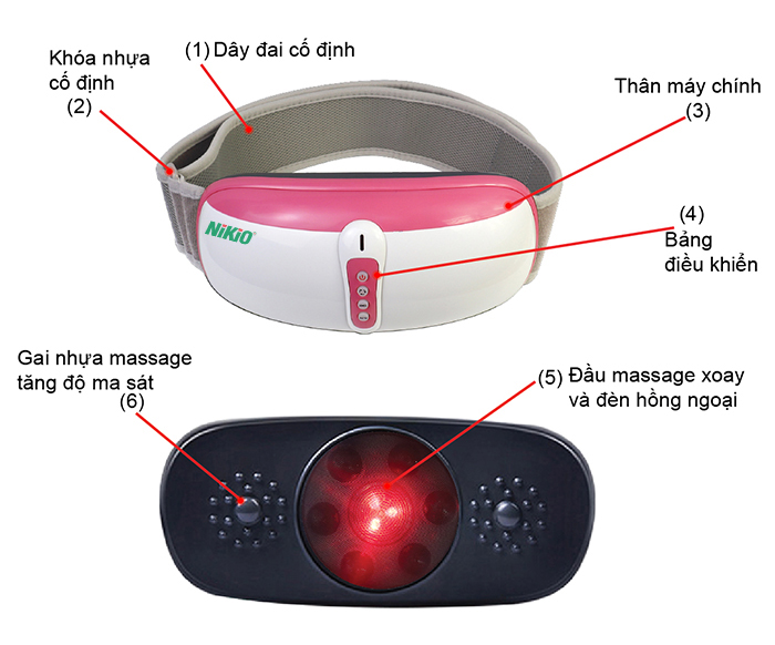 Đai (Máy) Massage Bụng Nikio NK-169AC - Công Nghệ Rung Lắc Kết Hợp Bi Độ Xoay 360 Dây Ấn Thế Hệ Mới, Mát Xa Thư Giãn, Làm Săn Chắc Cơ Bụng Nhanh - Vỏ Nhựa Bền Bĩ