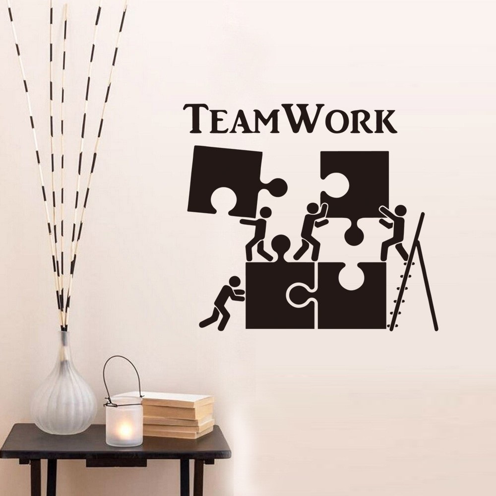 Decal dán tường chữ TEAMWORK mảnh ghép truyền động lực ý nghĩa