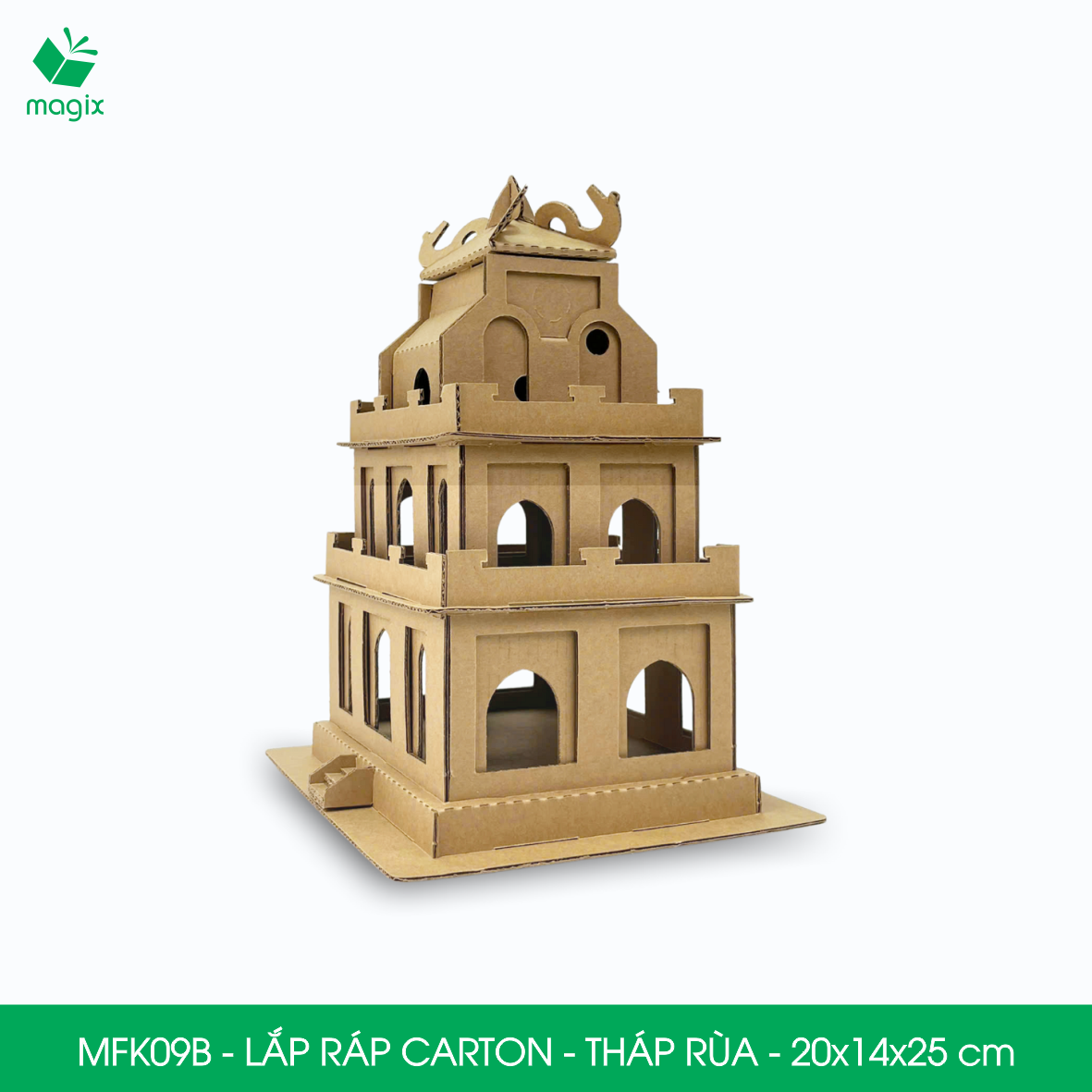 MFK09B - 20x14x25 cm - Mô hình Tháp Rùa lắp ráp từ bìa carton cao cấp, mô hình địa danh Việt Nam