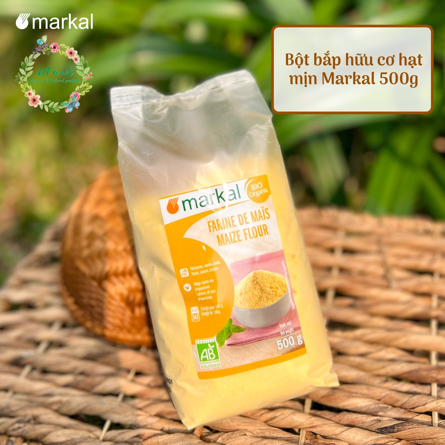 Bột bắp hữu cơ hạt mịn Markal 500gr