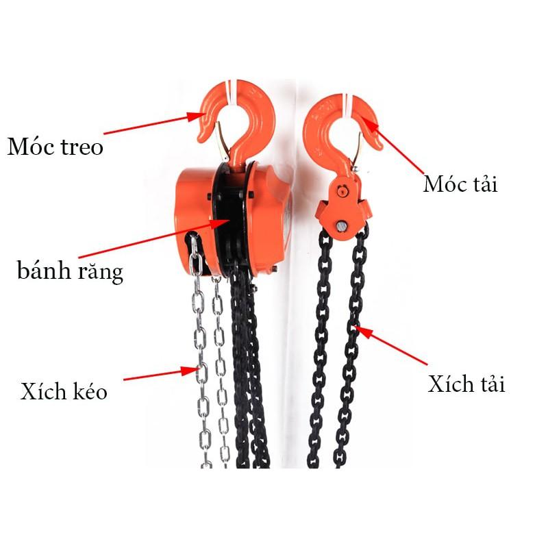 Pa lăng palang xích kéo tay tải trọng 2 tấn xích dài 3 mét - 5 mét