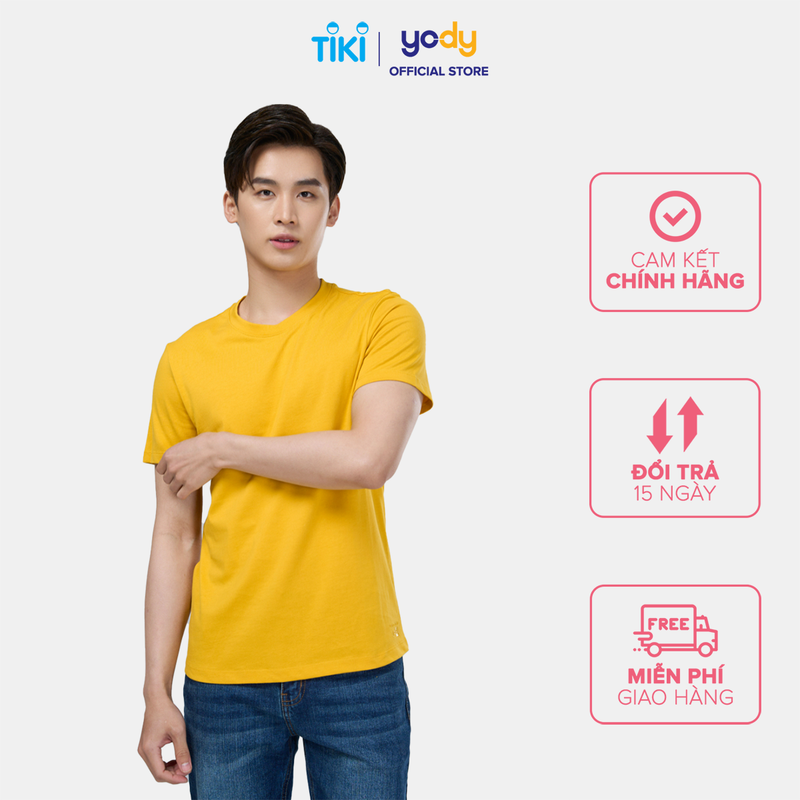 Áo thun trơn basic nam YODY cổ tròn cotton thoáng mát TSM5231