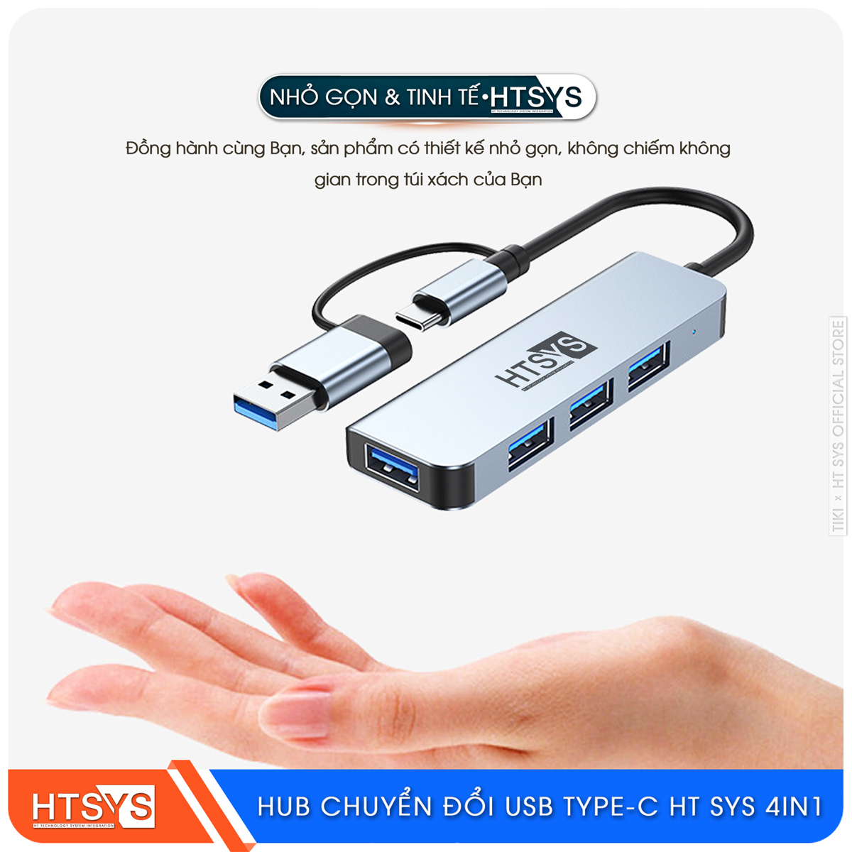 Hub Chuyển Đổi USB Type C HT SYS 4 in 1 To USB 3.0 - Hàng Chính Hãng