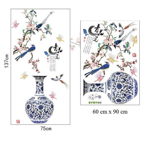 DECAL DÁN TƯỜNG BÌNH HOA LAN VÀ BÌNH THỔ CẨM