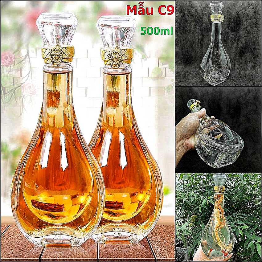 Chai Thủy Tinh cao cấp 500ML Mẫu GIỌT NƯỚC– Vỏ Chai 500ml siêu trong