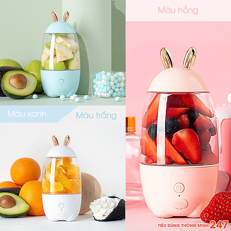 Máy xay sinh tố cầm tay đa năng tai thỏ xinh xắn - Hàng Chính Hãng