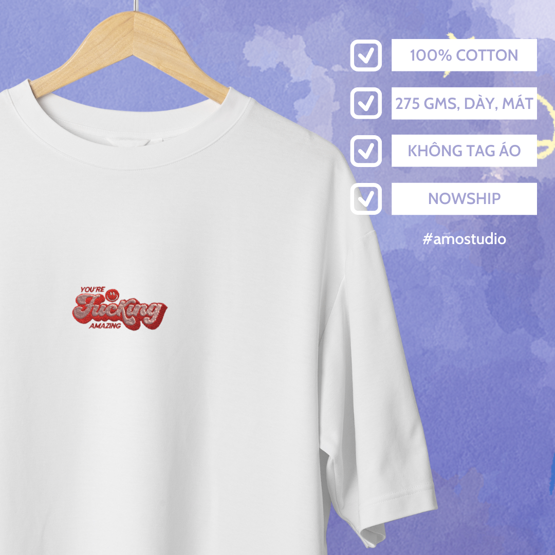 Áo thun thêu unisex | Couple - Custom - Chất Liệu Cotton khô 100%, 2 chiều - Form rộng