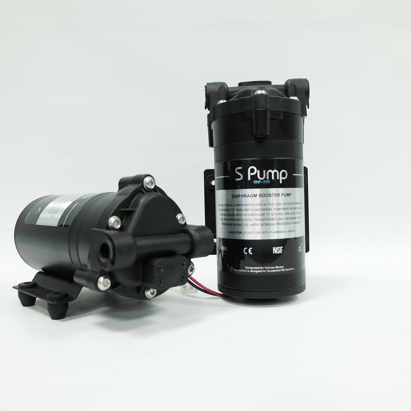 Bơm tăng áp máy lọc nước RO 24V SHF-250, 8369 hút đẩy, cho máy lọc nước, Hàng chính hãng