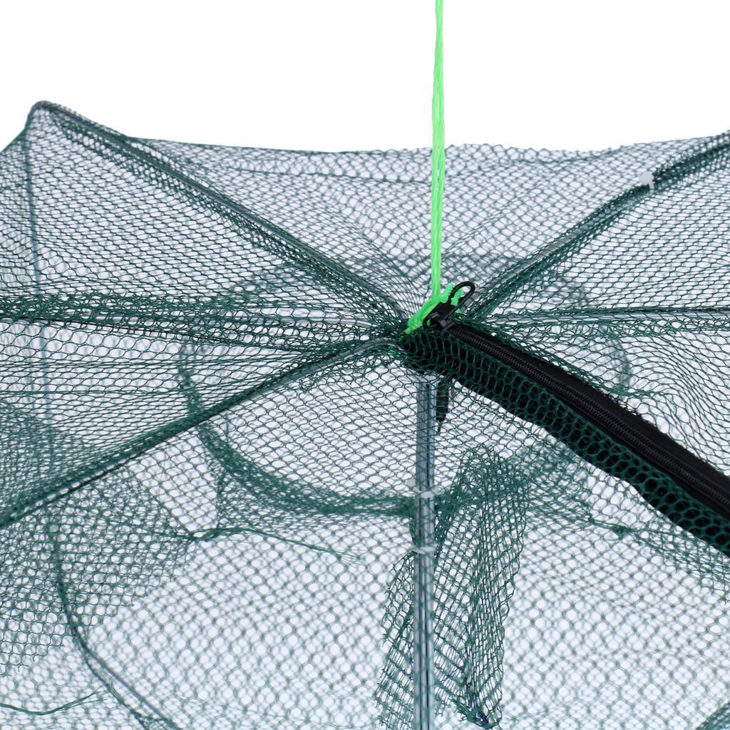 4 Foldable Fishing Crab Net Trap Cast Dip Cage Fish Prawn Shrimp Net 6 Holes