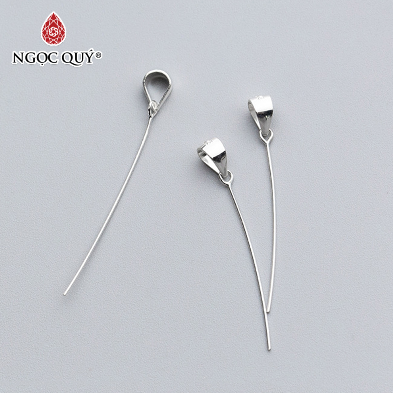 Combo 5 cái charm bạc móc khoen dài móc mặt dây chuyền - Ngọc Quý Gemstones
