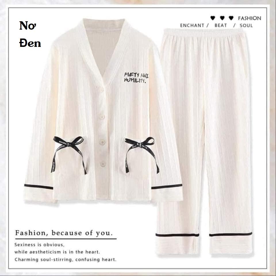 Đồ ngủ nữ, bộ đồ ngủ nữ dài tay cadigan phong cách hàn quốc