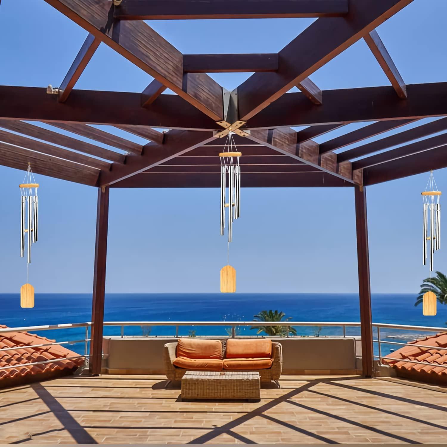 Chuông gió, chuông Chuông gió kim loại Chuông gió 6 ống Chuông gió ngoài trời cho quà tặng trang trí nhà ngoài trời