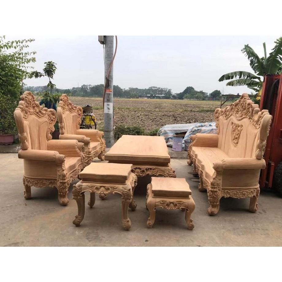 Bộ bàn ghế hoàng gia nguyên khối gỗ gõ đỏ