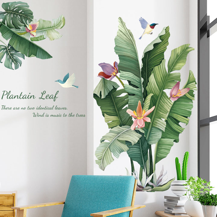 Decal trang trí chất liệu PVC loại 1 dày dặn, sắc nét, trang trí phòng khách, quán cafe-Cây hoa chuối- LV13