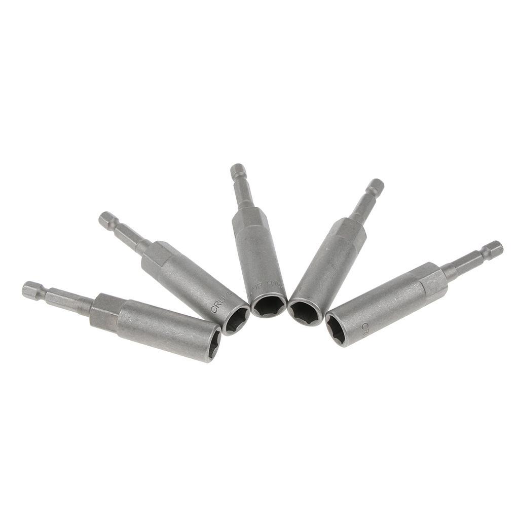 5Pcs Socket Adapter Set Driver Hex Shank Impact Drill Bits 1/4" Shank 10mm