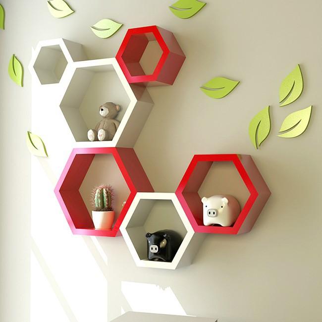 Kệ Treo Tường Hình Tổ Ong Combo 3 Chiếc++Trọng Lượng Nhẹ+Dễ Tháo Rời Di Chuyển Mọi Nơi+Tạo Phong Cách Trẻ