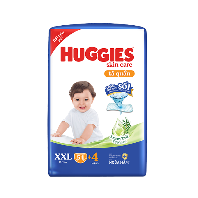 Tã/bỉm quần Huggies Skin Care Super Jumbo XXL54+4