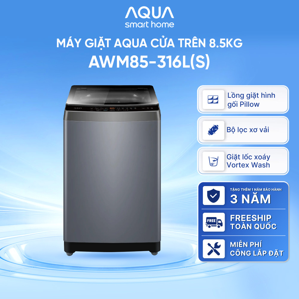 [SẢN PHẨM MỚI] - Máy giặt cửa trên 8.5kg AWM85-316L(S) - Bảo hành 2 năm - Freeship toàn quốc - Hàng chính hãng