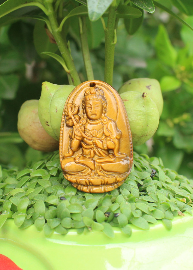 Mặt Dây chuyền Phật Bản Mệnh tuổi Ngọ, Mệnh Thổ, Phật Đại Thế Chí Bồ Tát, Đá Mắt hổ, Cỡ nhỏ AKO1
