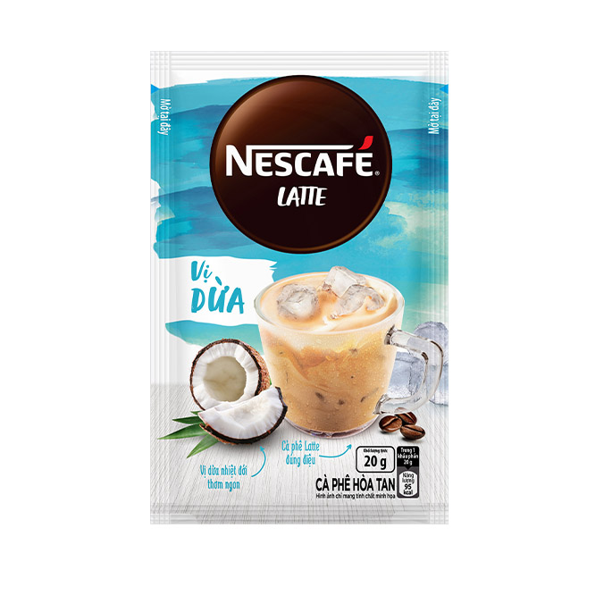 Cà phê hòa tan NESCAFÉ Latte VỊ DỪA - COMBO 4 hộp x 10 gói x 20g - [TẶNG TÚI DU LỊCH ĐA NĂNG]