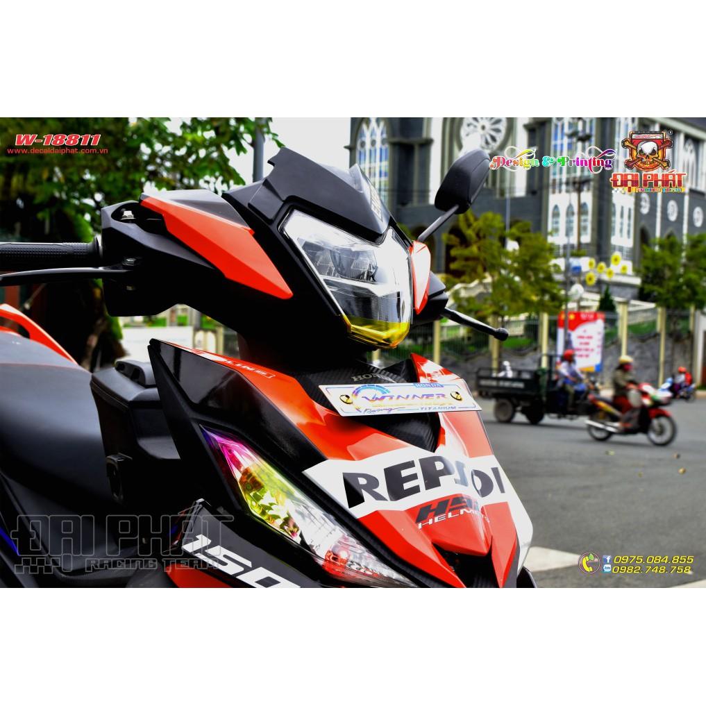 Tem Trùm Xe Winner Repsol Cam Trắng - W-18811