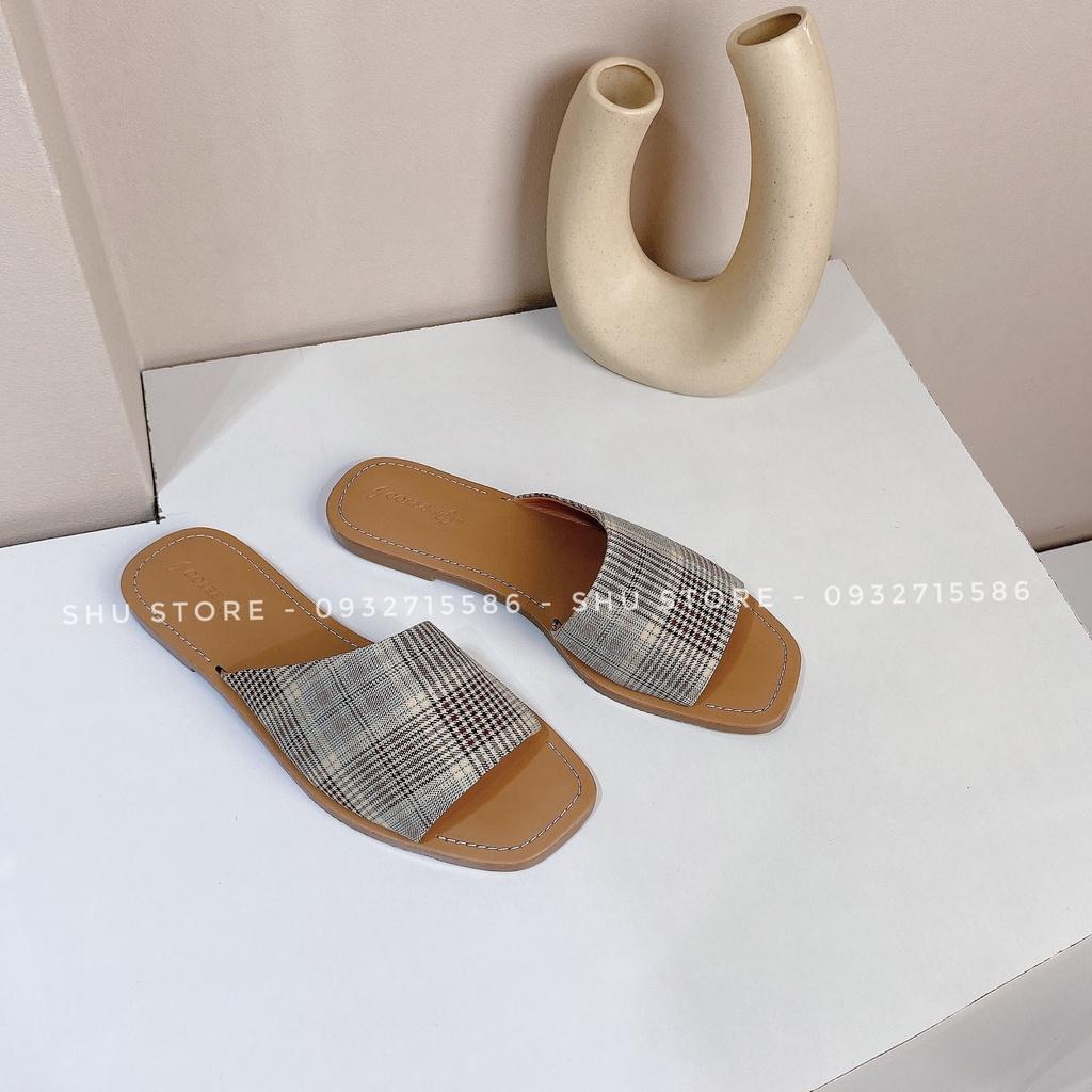 DÉP ĐẾ BỆT XINH XẮN SHU STORE - DÉP BẢN NGANG MŨI VUÔNG QUAI XÉO TO