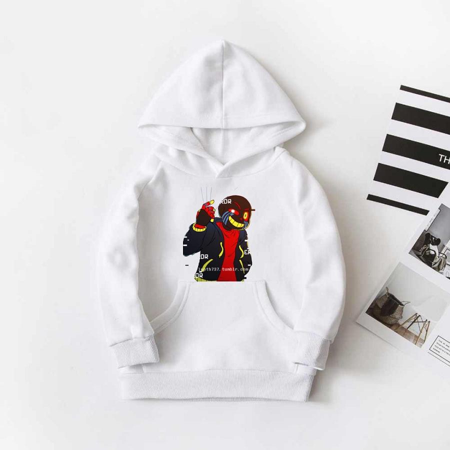 Áo Sans dáng hoodie nỉ bông màu trắng cực đẹp cho bé trai bé gái