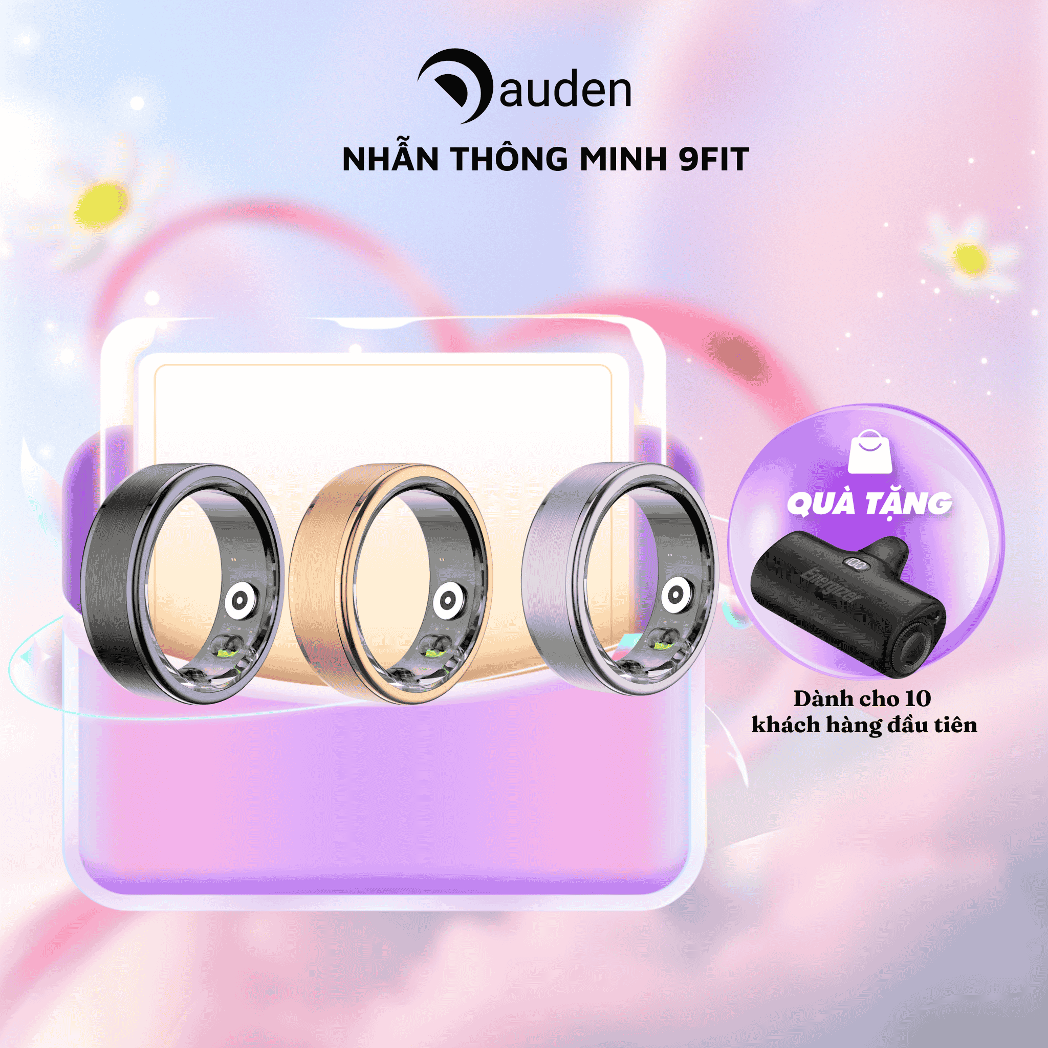 Nhẫn thông minh 9Fit Đo nhịp tim , mức độ căng thẳng, kiểm tra giấc ngủ - Hàng chính hãng