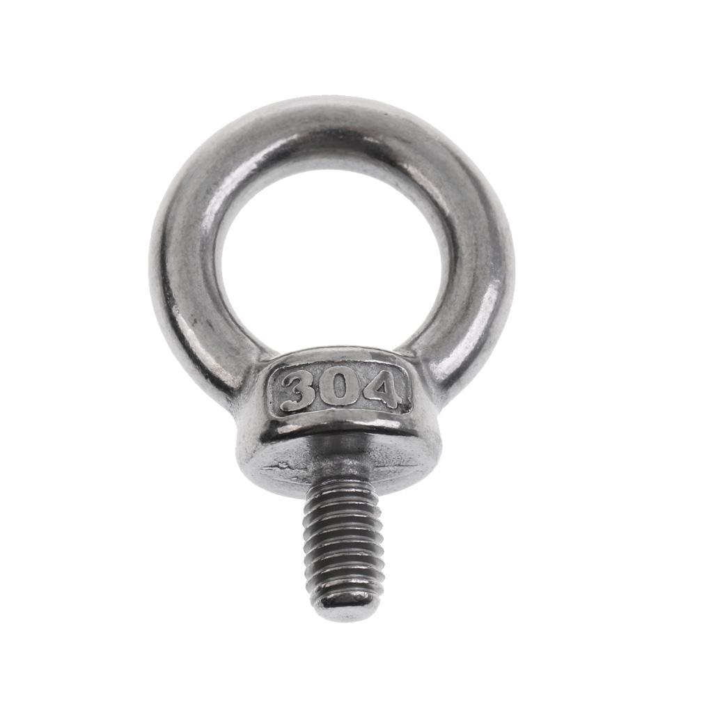 10pcs M6 Marine Grade 304 Stainless Steel Lifting Eye Bolt Ring Screw Bolt