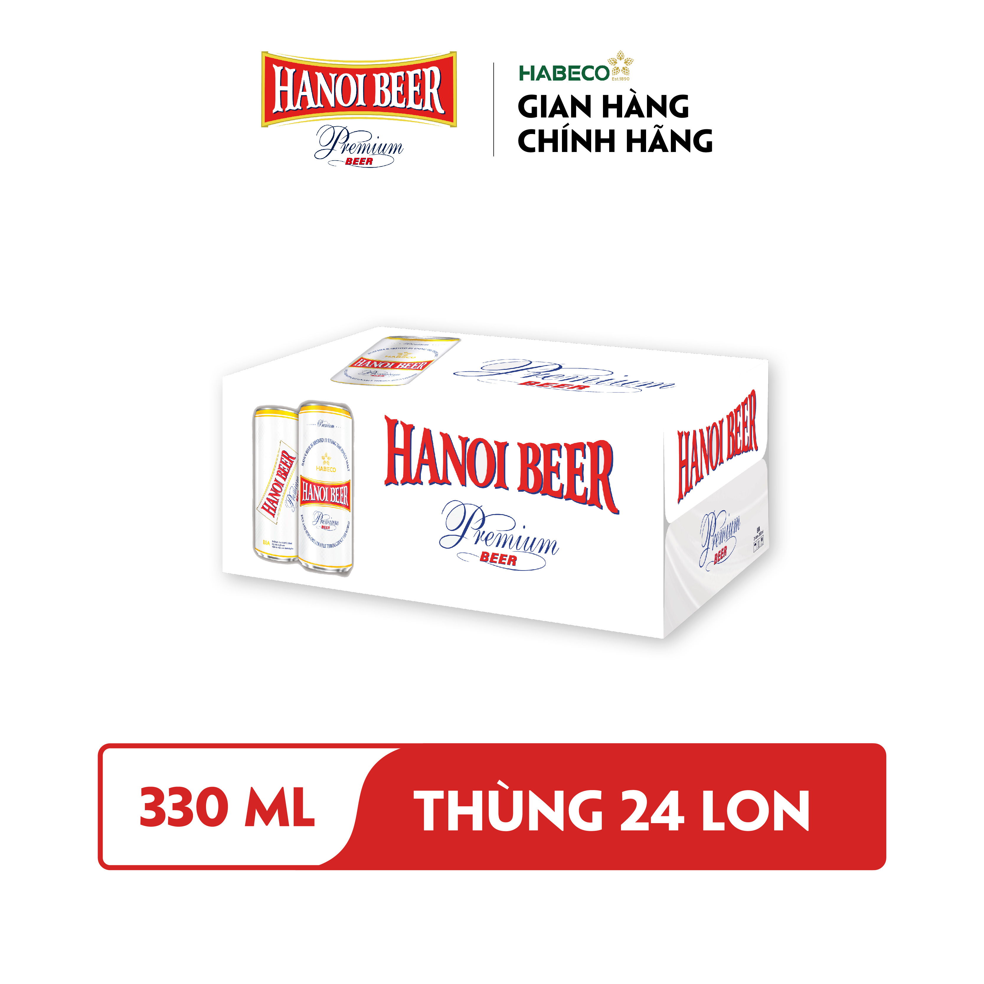 Combo 2 Thùng Bia Hanoi Premium - Thùng 24 lon 330ml