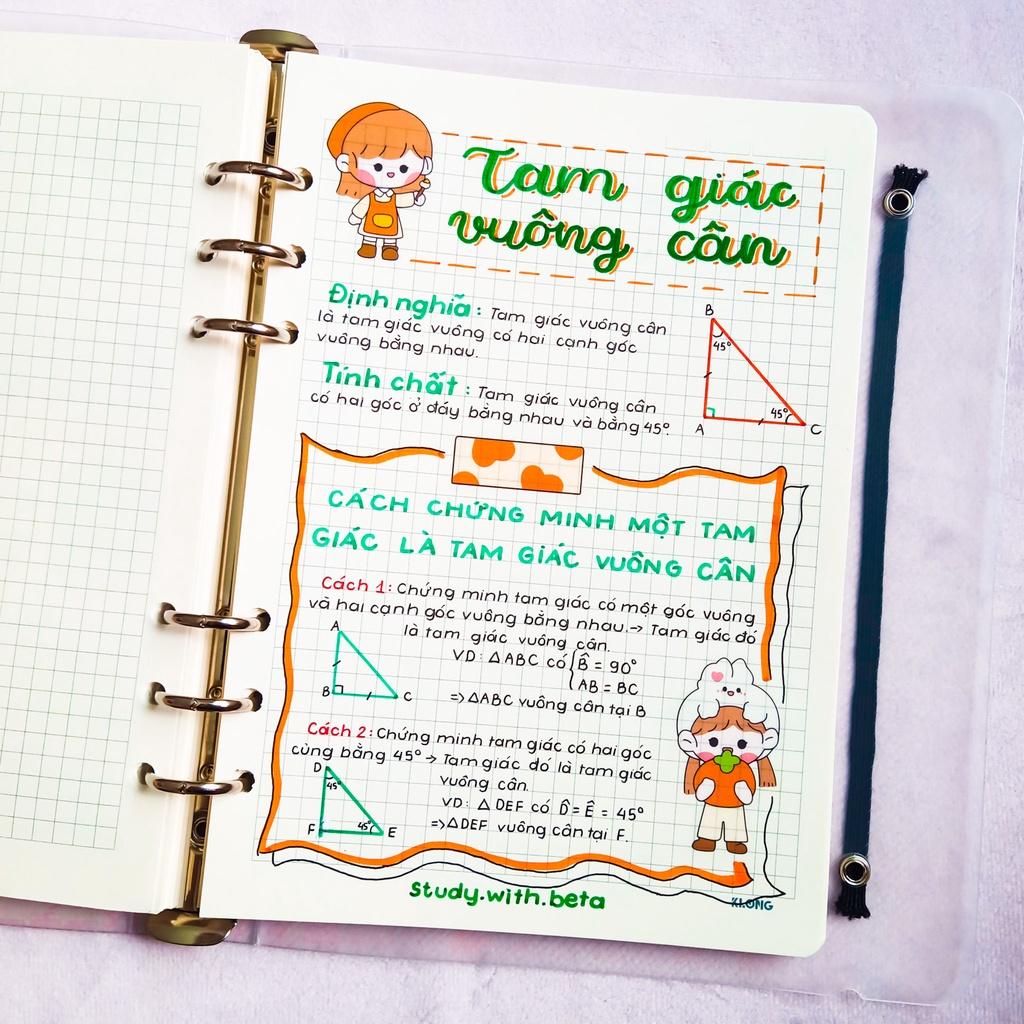 Sổ takenote toán 7, sổ tay ghi chép toán 7, sổ lò xo bìa trong Beta, sổ còng đóng Binder làm sổ planner bullet journal