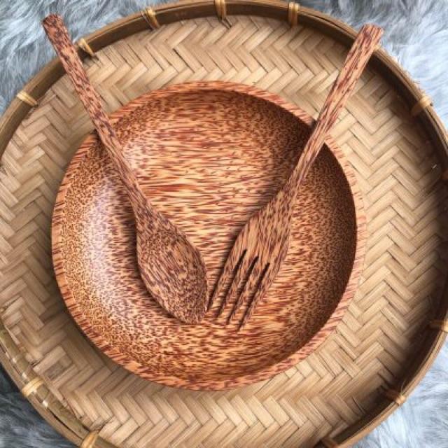 Dĩa gỗ dừa- Dĩa tròn gỗ dừa- Coconut Wood Plate