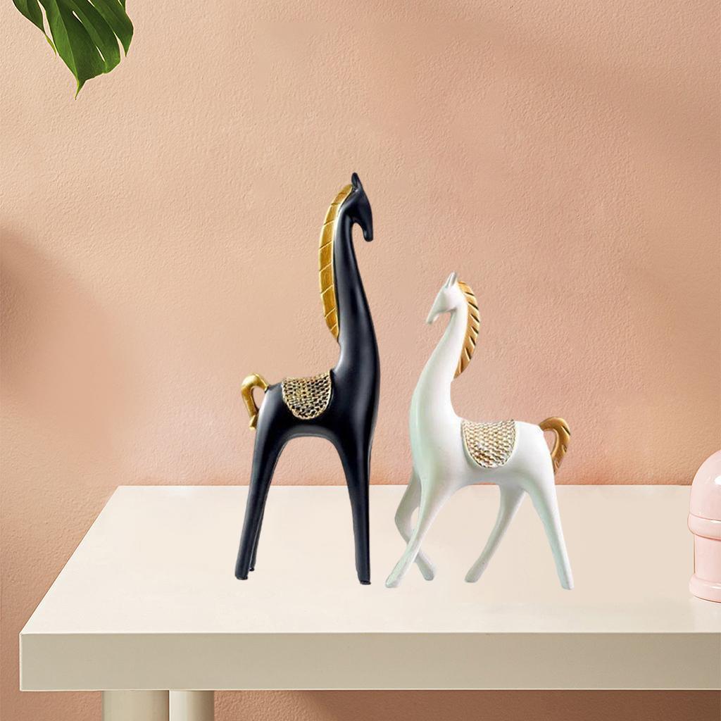 2x Animal Statue Resin Figurine Sculpture Home Ornament