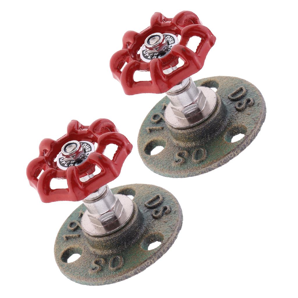 2 Cái Công Nghiệp Mộc Mạc Treo Tường Tay Bánh Xe Móc Áo Móc Chìa Khóa Đồng